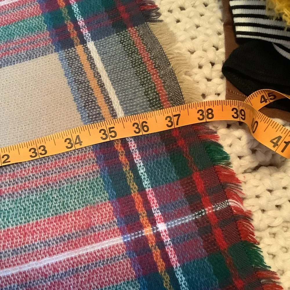 Tan Plaid Blanket Scarf - Picture 6 of 6